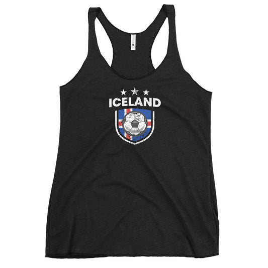 Retro Iceland Soccer Team Football Fan Country Icelandic Flag Women's Racerback Tank Top