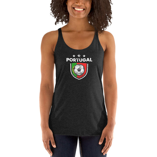 Retro Portugal Soccer Team Football Fan Country Portuguese Flag Women's Racerback Tank Top