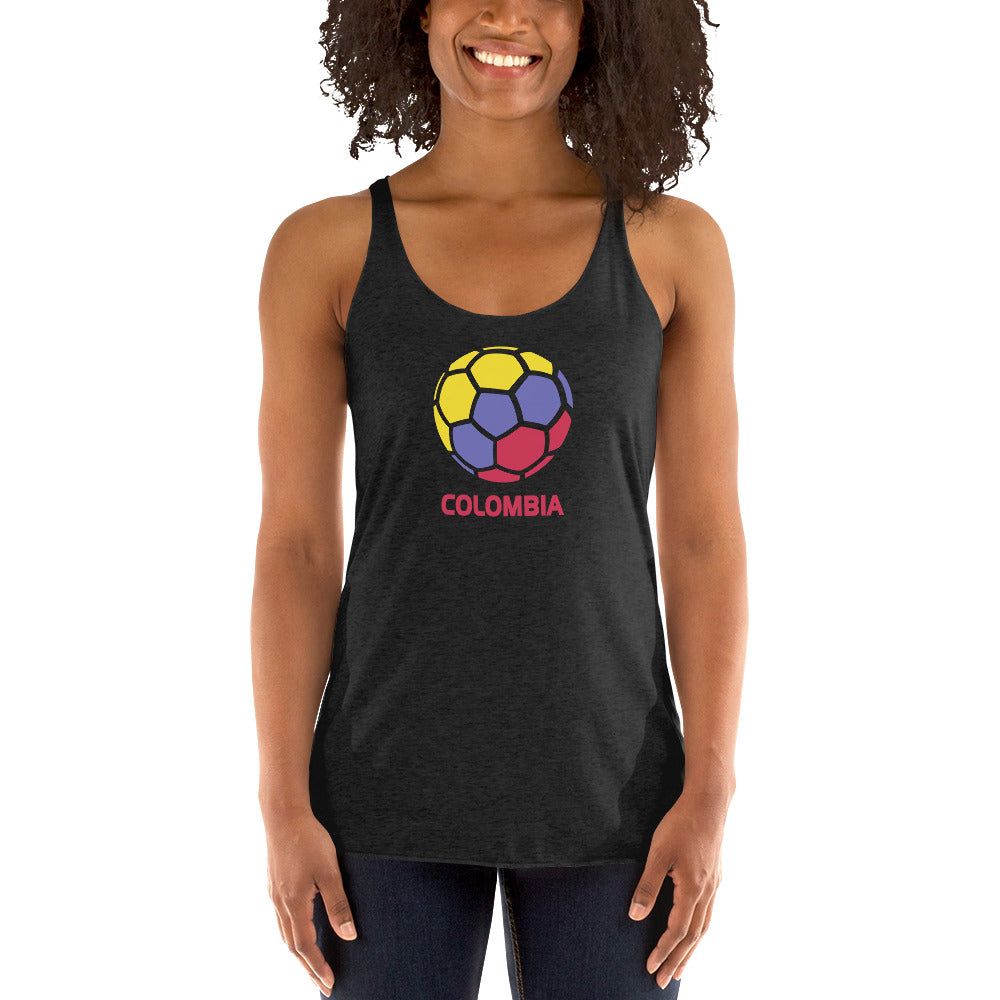 Colombia National Soccer Team Football Country Flag Pride Women's Racerback Tank Top