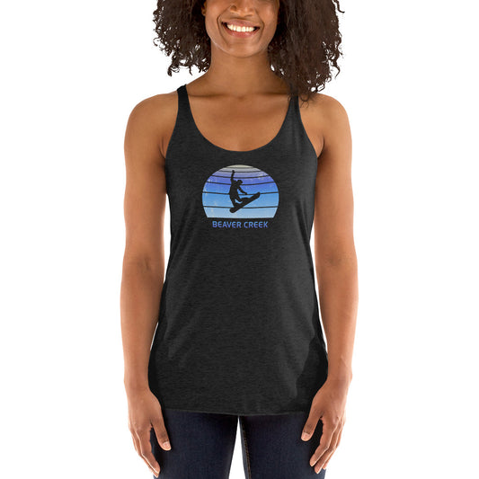 Retro Beaver Creek Colorado Snowboarding Fan Women's Racerback Tank Top