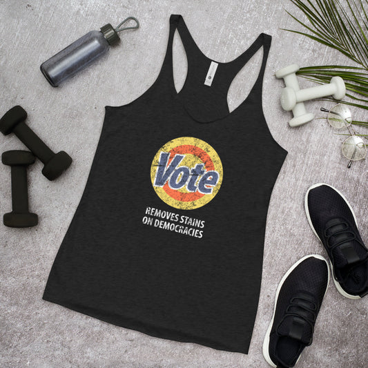 Vote Parody Political Democrats Funny Anti Trump Joke Women's Racerback Tank Top