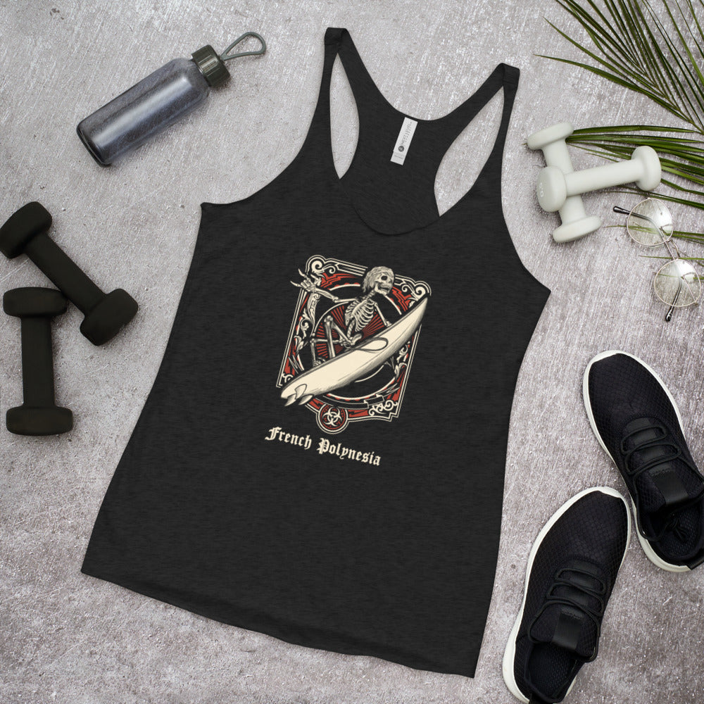 Cool French Polynesia Surfing Fan Surfer  Women's Racerback Tank Top