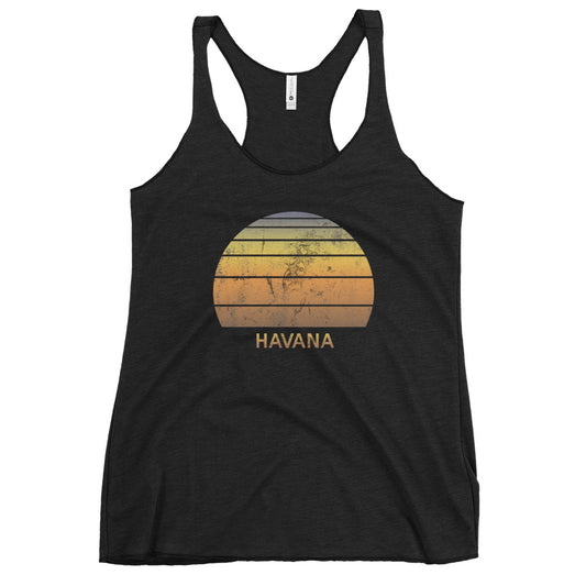 Retro Havana Cuba  Beach Vacation Souvenir Women's Racerback Tank Top
