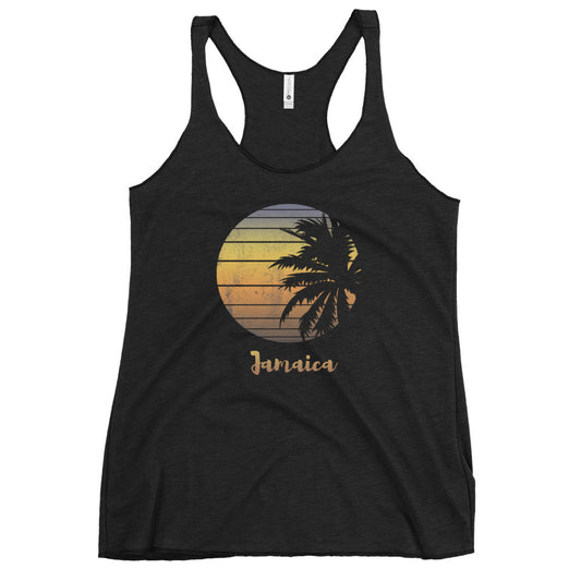 Retro Jamaica  Beach Palm Tree Vacation Souvenir Women's Racerback Tank Top