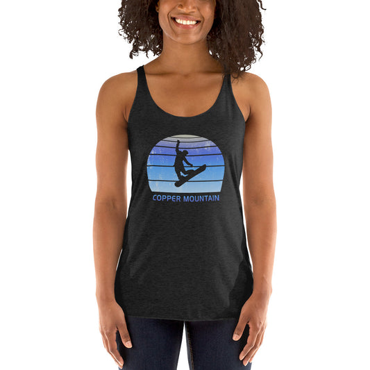 Retro Copper Mountain Colorado Snowboarding Fan Women's Racerback Tank Top