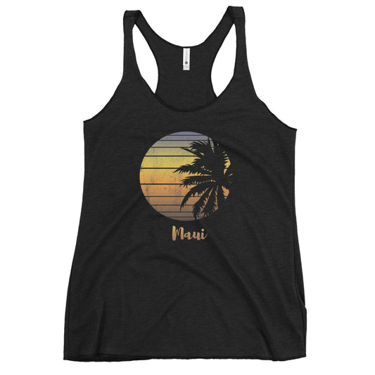 Retro Maui Hawaii Hawaiian Beach Vacation Souvenir Women's Racerback Tank Top
