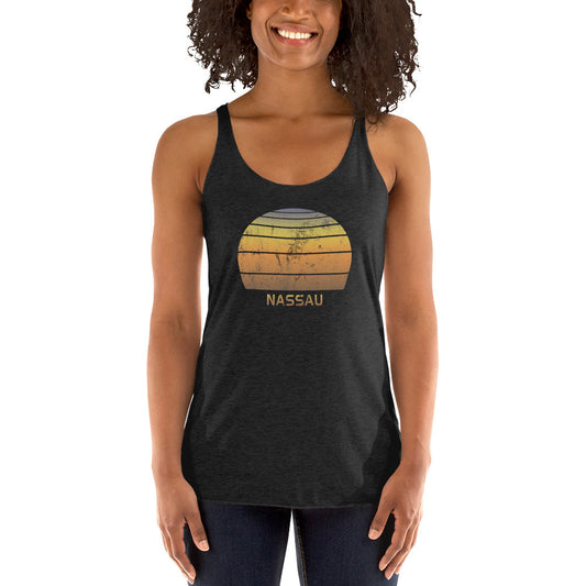 Retro Nassau Bahamas  Beach Vacation Souvenir Women's Racerback Tank Top