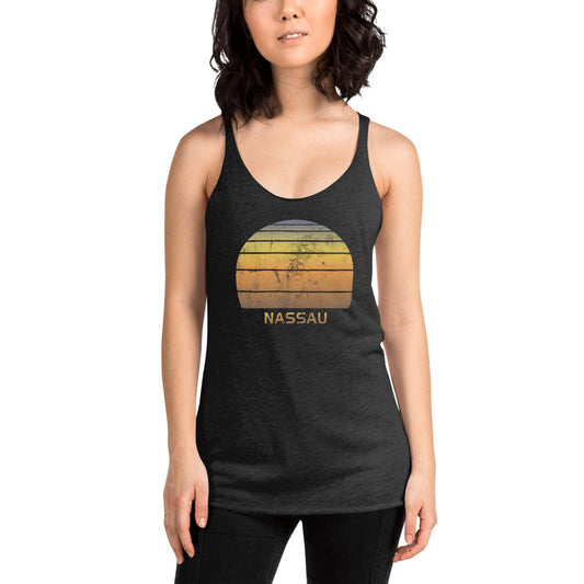 Retro Nassau Bahamas  Beach Vacation Souvenir Women's Racerback Tank Top