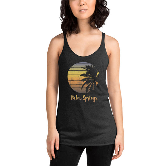 Retro Palm Springs California Desert Vacation Souvenir Palm Tree Women's Racerback Tank Top
