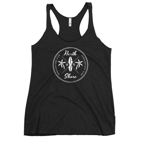 Retro North Shore Oahu Hawaii Surfing Fan Beach  Women's Racerback Tank Top