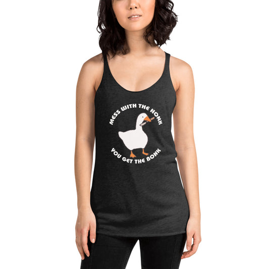Untitled Goose Funny Honk Bonk Slogan Gamer Video Game Fan Women's Racerback Tank Top