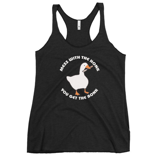 Untitled Goose Funny Honk Bonk Slogan Gamer Video Game Fan Women's Racerback Tank Top
