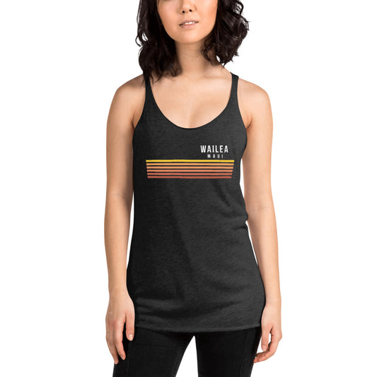 Retro Wailea Maui Hawaii Vacation Stripes Women's Racerback Tank Top