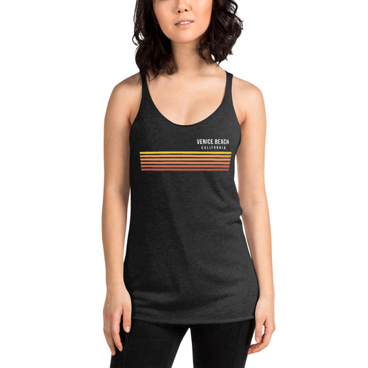 Retro Venice Beach California Vacation Stripes Women's Racerback Tank Top