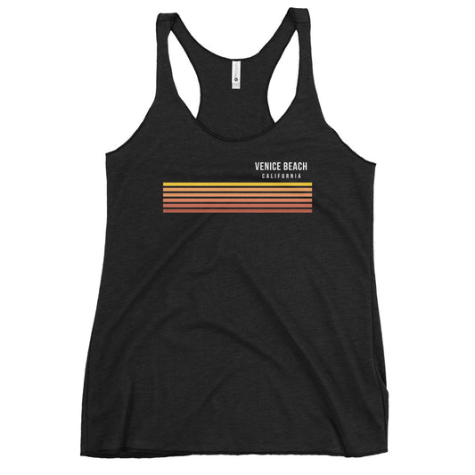 Retro Venice Beach California Vacation Stripes Women's Racerback Tank Top