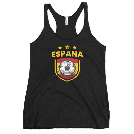 Retro Spain Soccer Team Football Fan Country Espana Spanish Flag Women's Racerback Tank Top