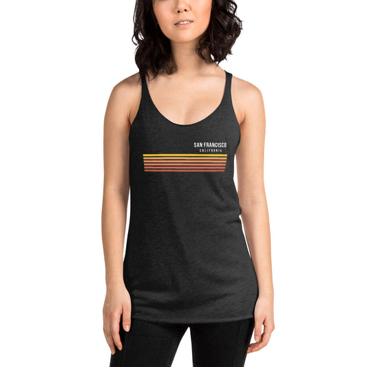 Retro San Francisco California Vacation Stripes Women's Racerback Tank Top