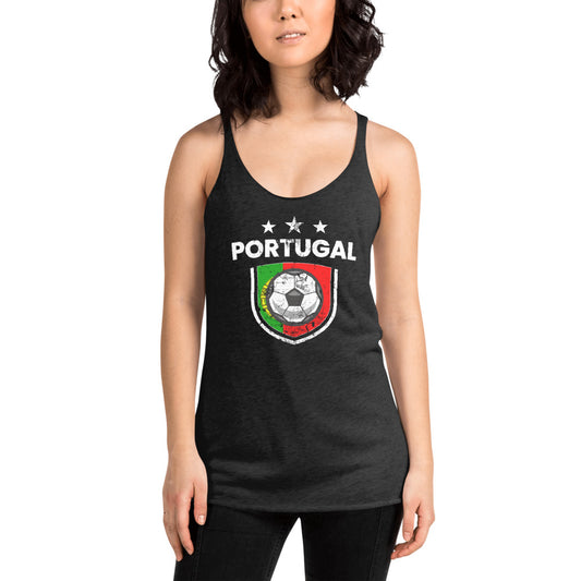 Retro Portugal Soccer Team Football Fan Country Portuguese Flag Women's Racerback Tank Top