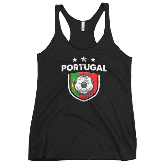 Retro Portugal Soccer Team Football Fan Country Portuguese Flag Women's Racerback Tank Top