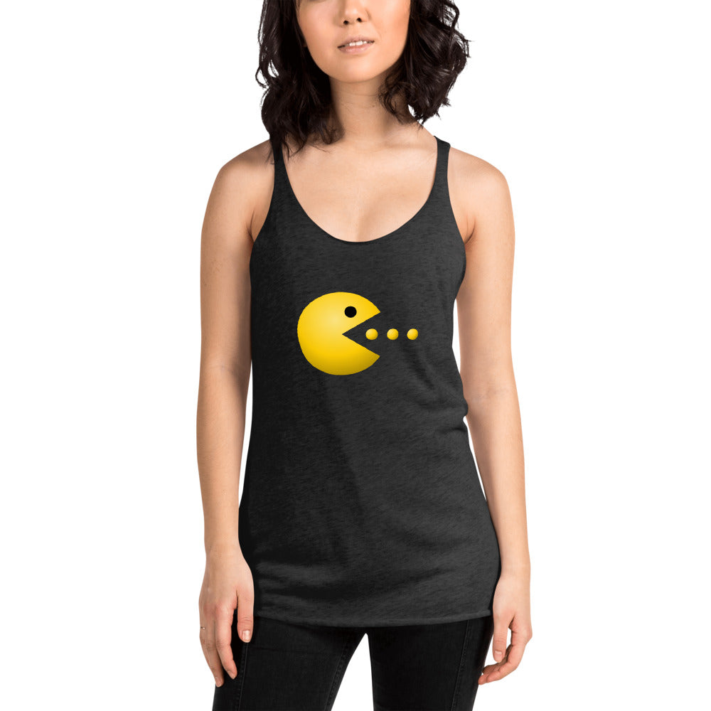Retro Old School Video Game Fan Arcade Pac Man Gamer Women's Racerback Tank Top