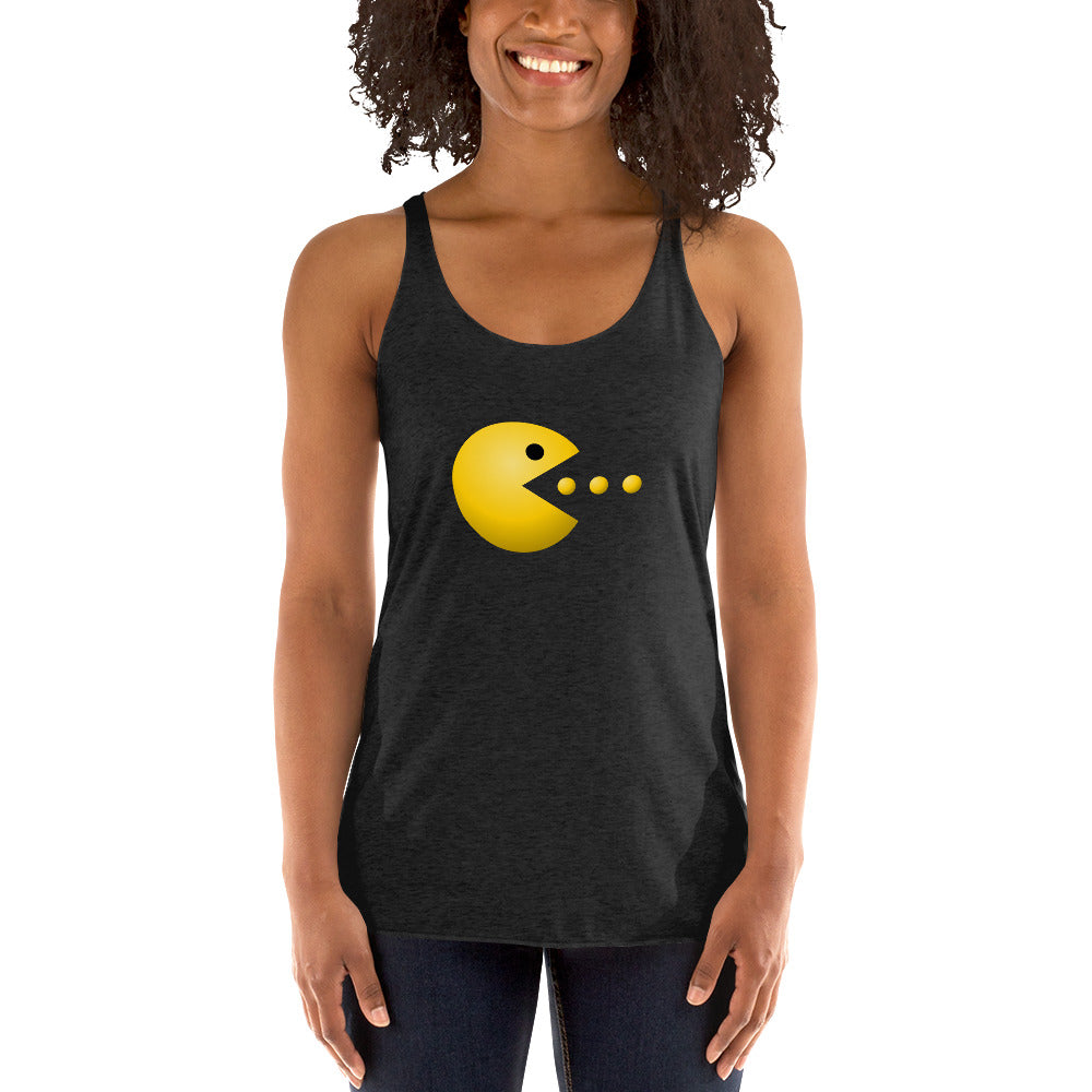 Retro Old School Video Game Fan Arcade Pac Man Gamer Women's Racerback Tank Top