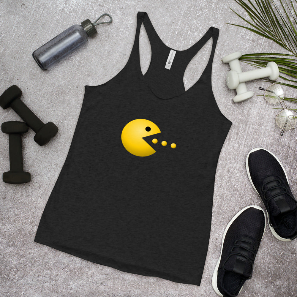 Retro Old School Video Game Fan Arcade Pac Man Gamer Women's Racerback Tank Top