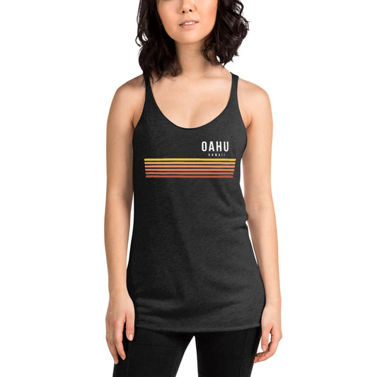 Retro Oahu Hawaii Vacation Stripes Women's Racerback Tank Top