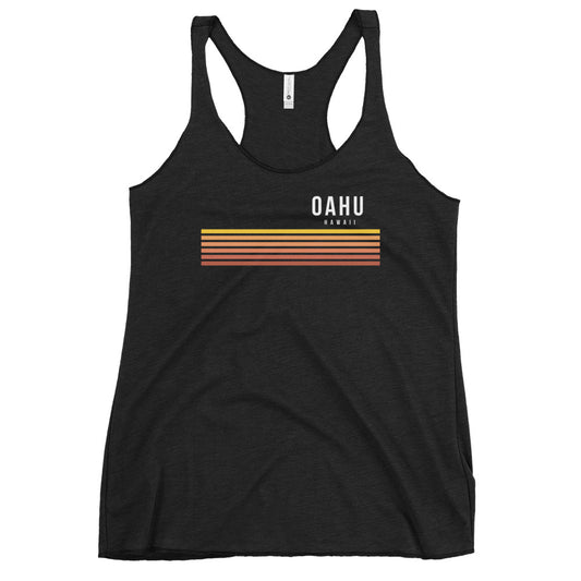 Retro Oahu Hawaii Vacation Stripes Women's Racerback Tank Top