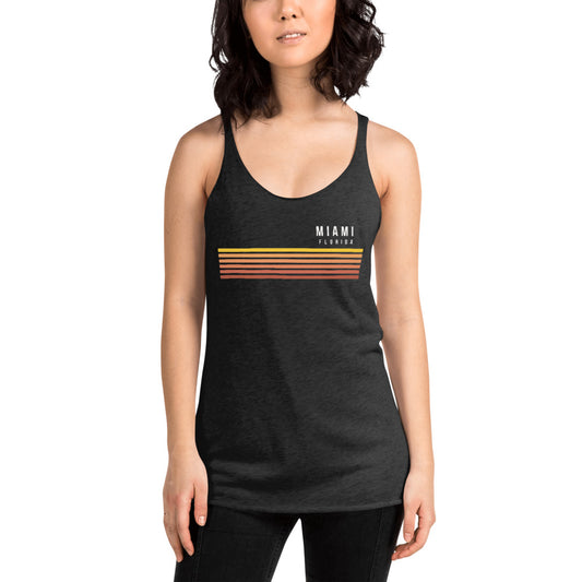 Retro Miami Florida Vacation Stripes Women's Racerback Tank Top