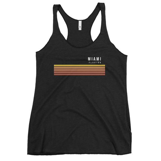 Retro Miami Florida Vacation Stripes Women's Racerback Tank Top