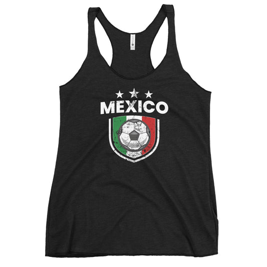 Retro Mexico Soccer Team Football Fan Country Mexican Flag Women's Racerback Tank Top