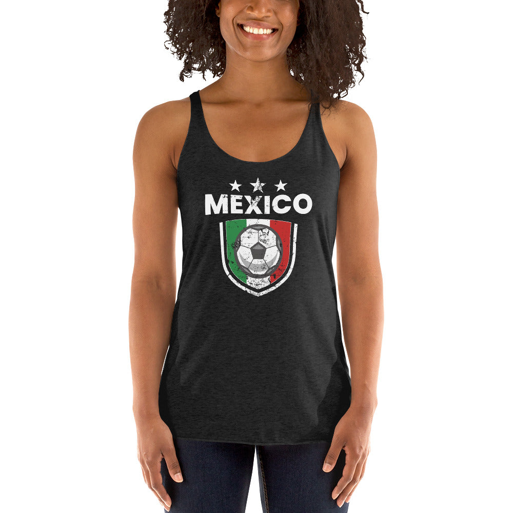 Retro Mexico Soccer Team Football Fan Country Mexican Flag Women's Racerback Tank Top
