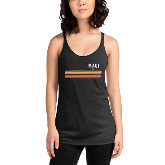 Retro Maui Hawaii Vacation Stripes Women's Racerback Tank Top