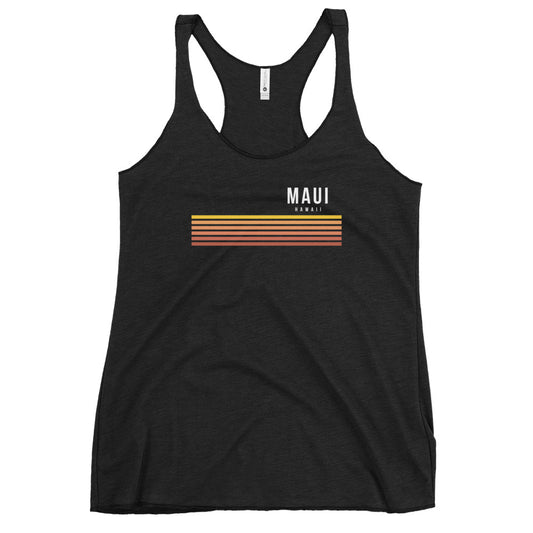 Retro Maui Hawaii Vacation Stripes Women's Racerback Tank Top