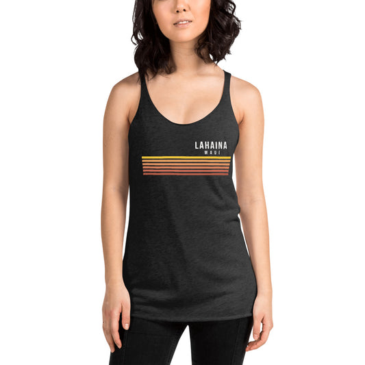 Retro Lahaina Maui Hawaii Vacation Stripes Women's Racerback Tank Top