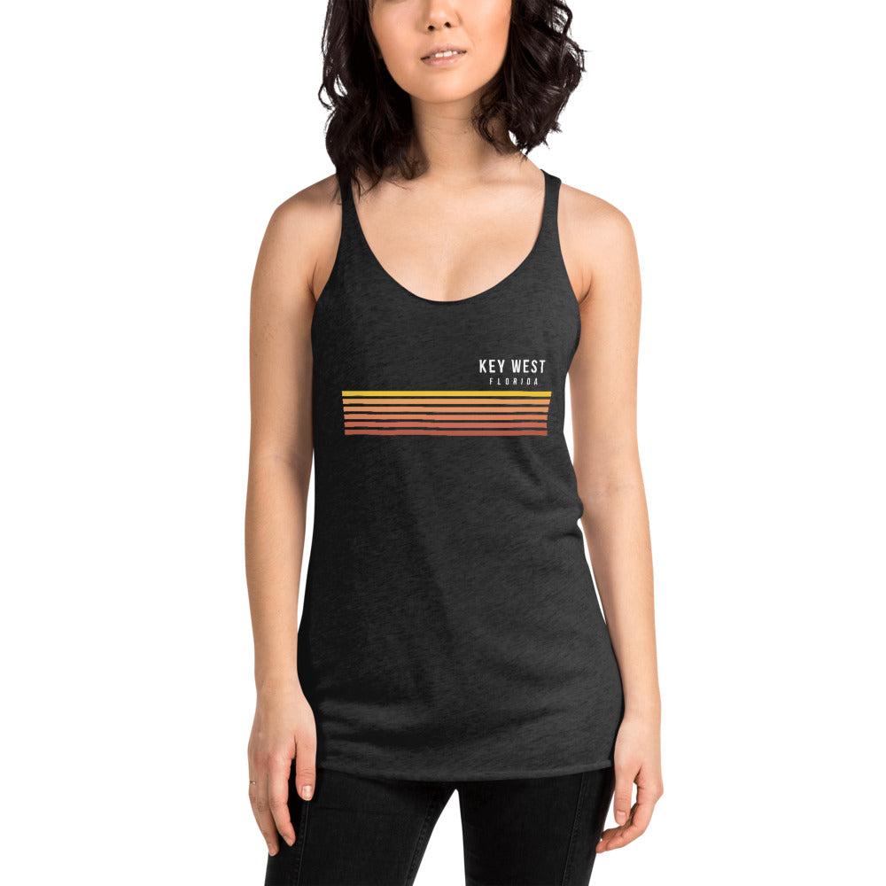 Retro Key West Florida Vacation Stripes Women's Racerback Tank Top