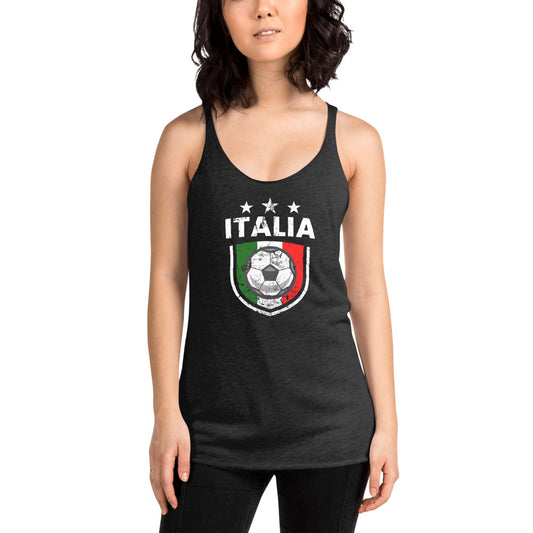 Retro Italy Soccer Team Football Fan Country Italia Italian Flag Women's Racerback Tank Top