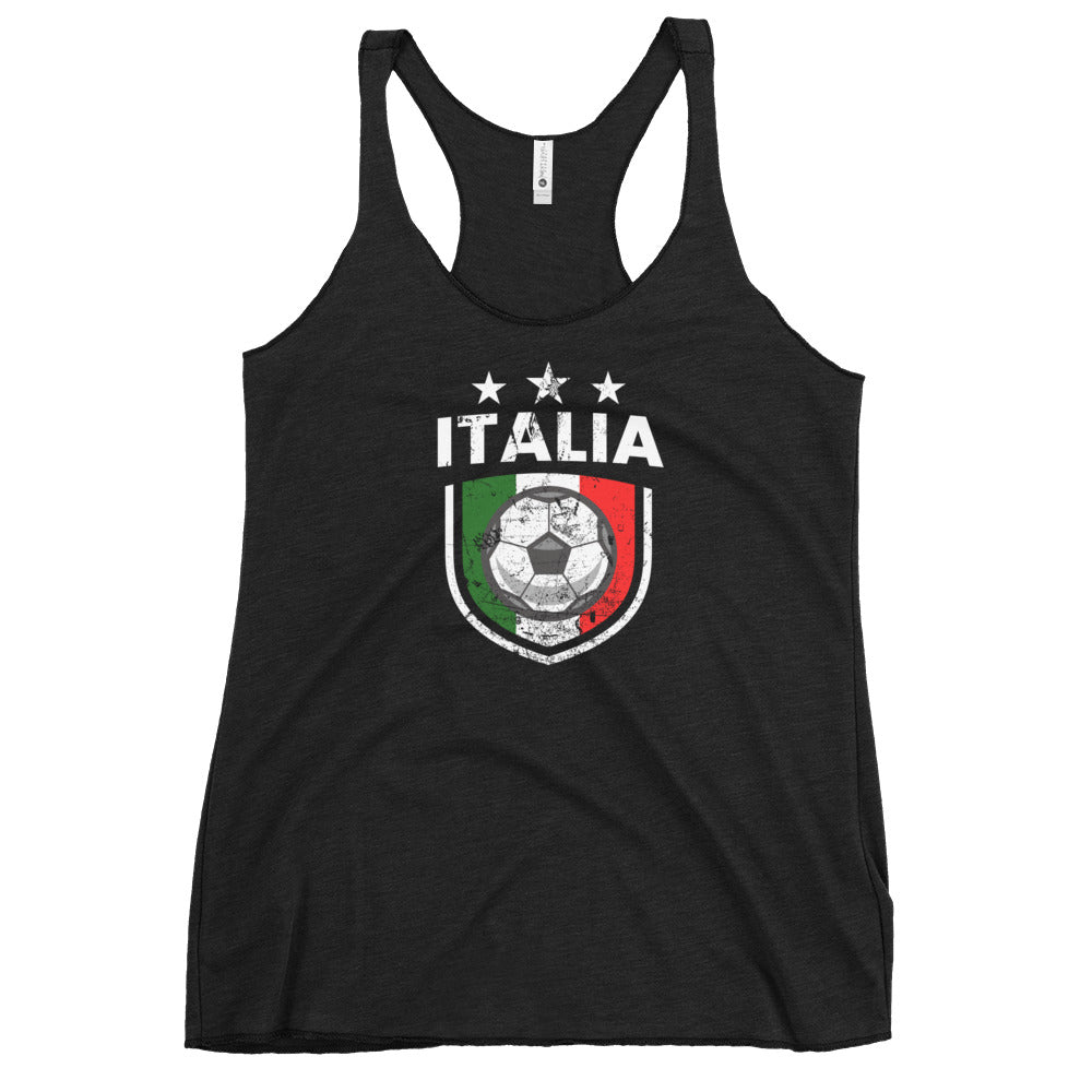 Retro Italy Soccer Team Football Fan Country Italia Italian Flag Women's Racerback Tank Top