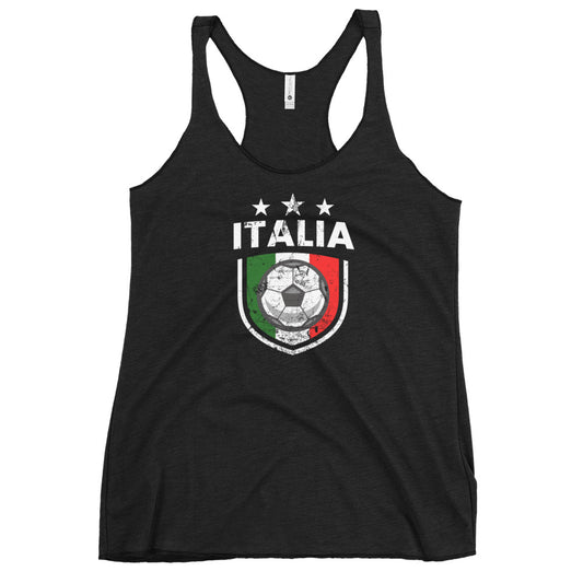 Retro Italy Soccer Team Football Fan Country Italia Italian Flag Women's Racerback Tank Top