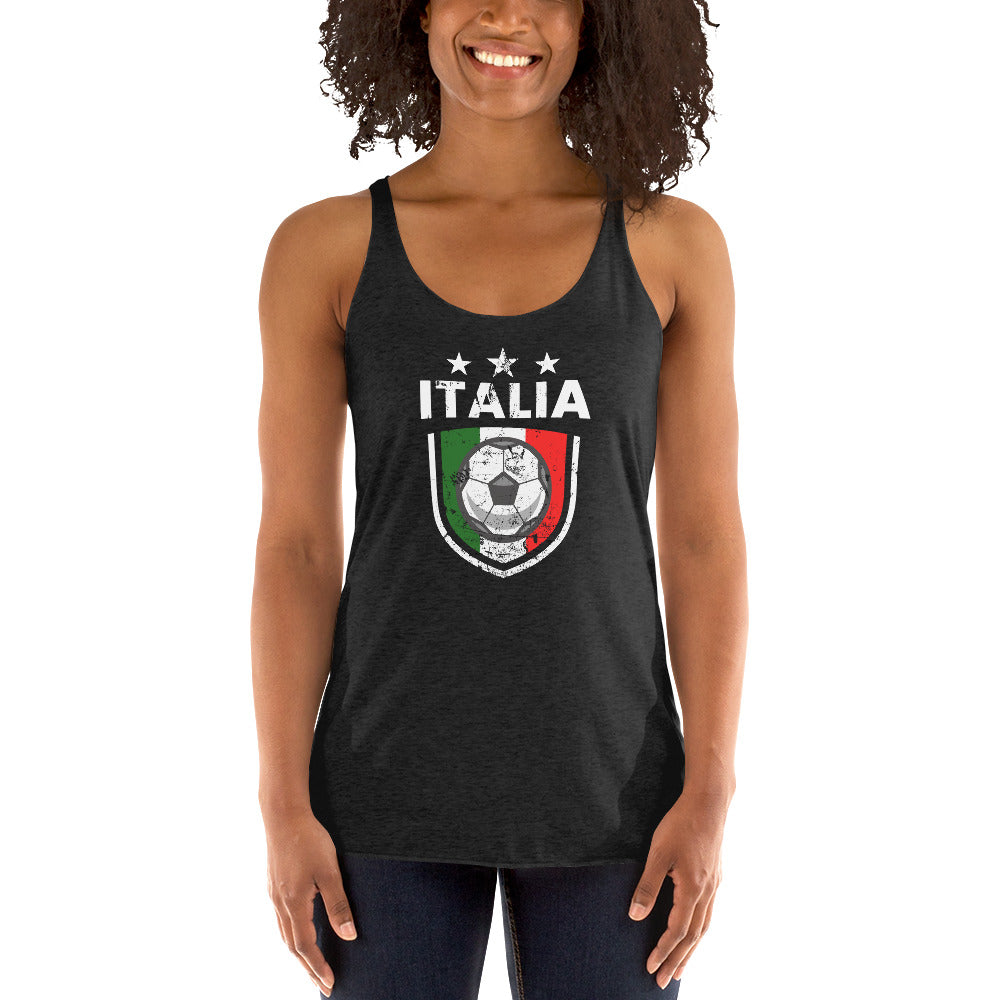 Retro Italy Soccer Team Football Fan Country Italia Italian Flag Women's Racerback Tank Top