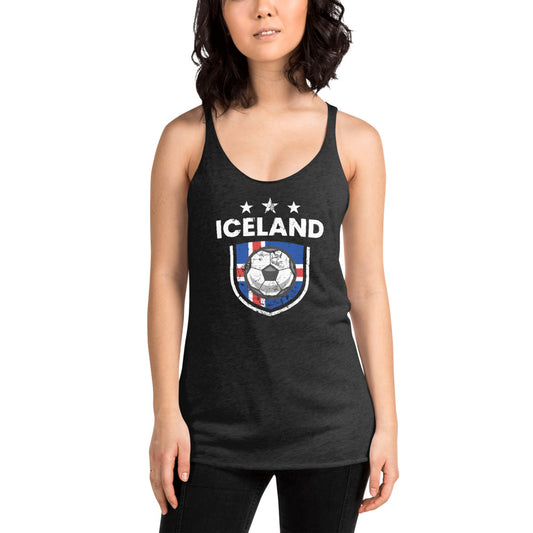 Retro Iceland Soccer Team Football Fan Country Icelandic Flag Women's Racerback Tank Top