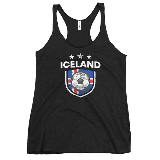 Retro Iceland Soccer Team Football Fan Country Icelandic Flag Women's Racerback Tank Top