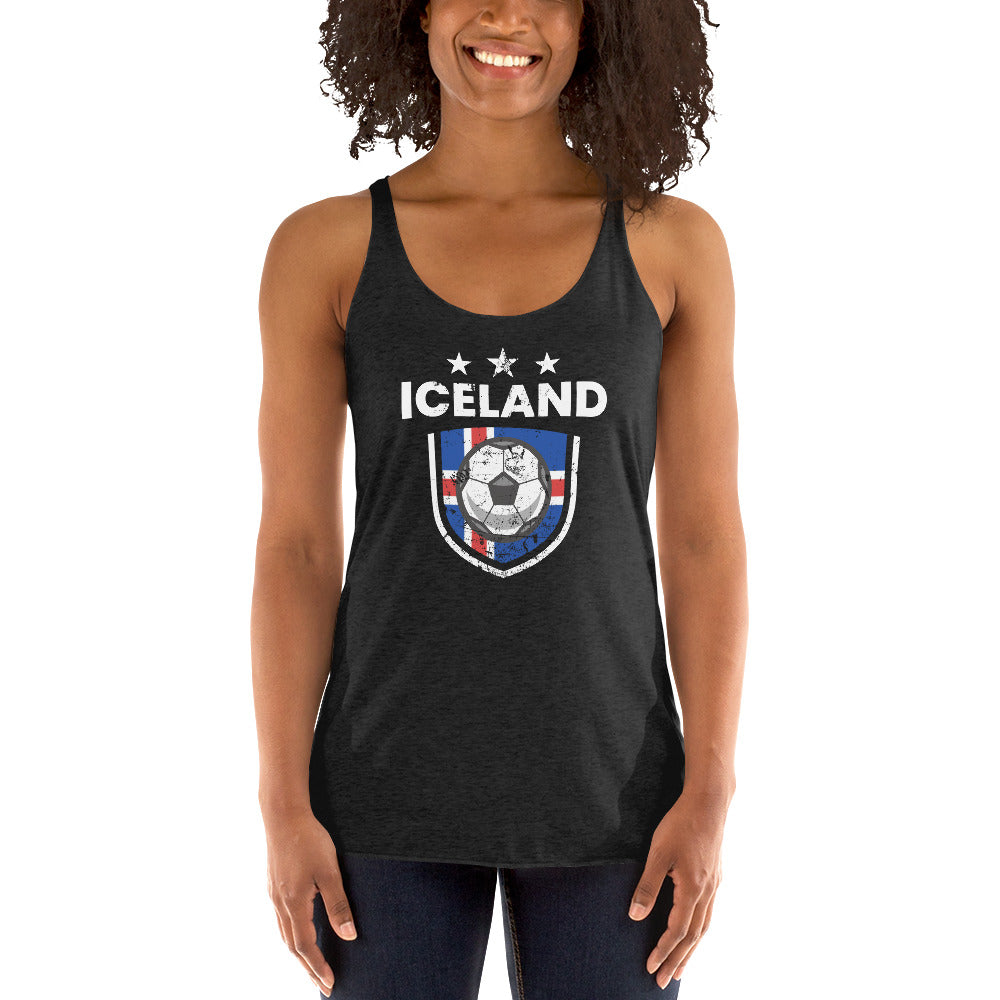 Retro Iceland Soccer Team Football Fan Country Icelandic Flag Women's Racerback Tank Top