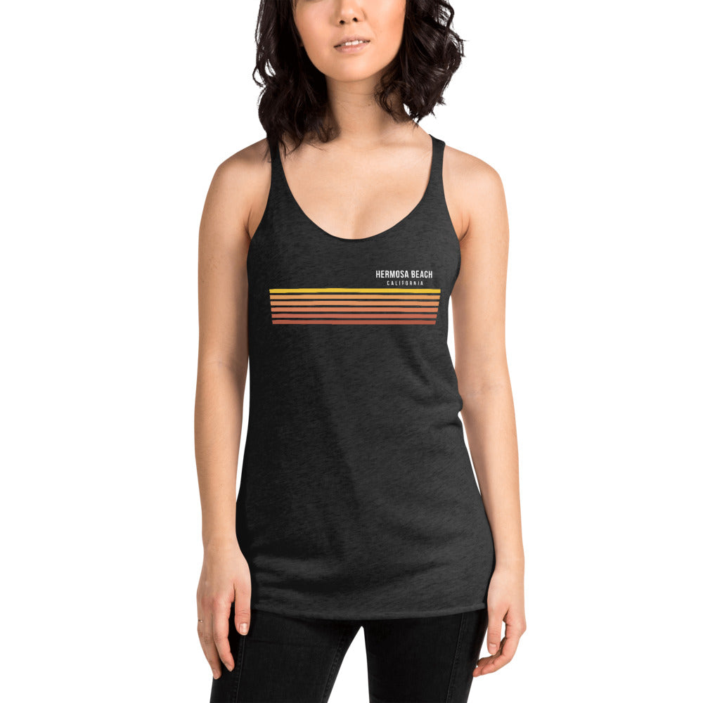 Retro Hermosa Beach California Vacation Stripes Women's Racerback Tank Top