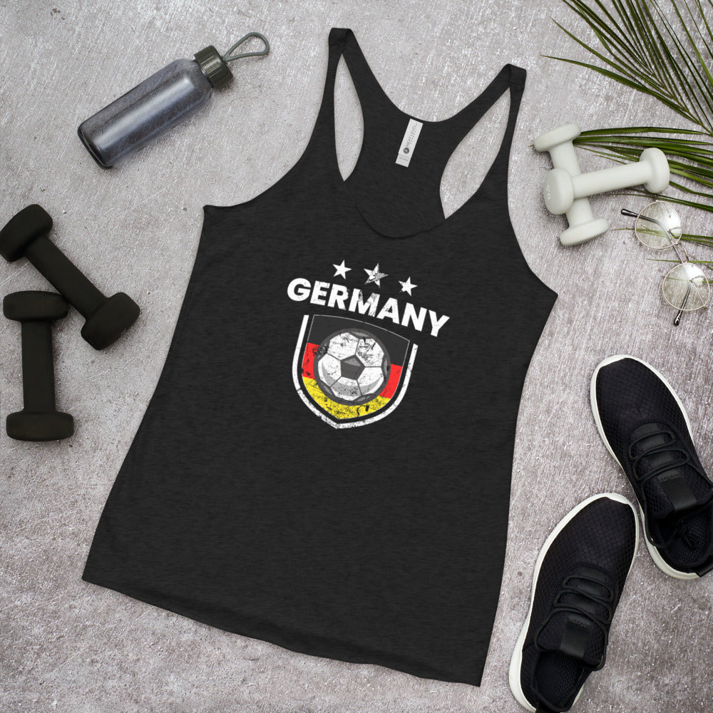 Retro Germany Soccer Team Football Fan Country Deutschland German Flag Women's Racerback Tank Top