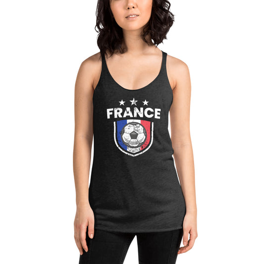 Retro France Soccer Team Football Fan Country French Flag Women's Racerback Tank Top