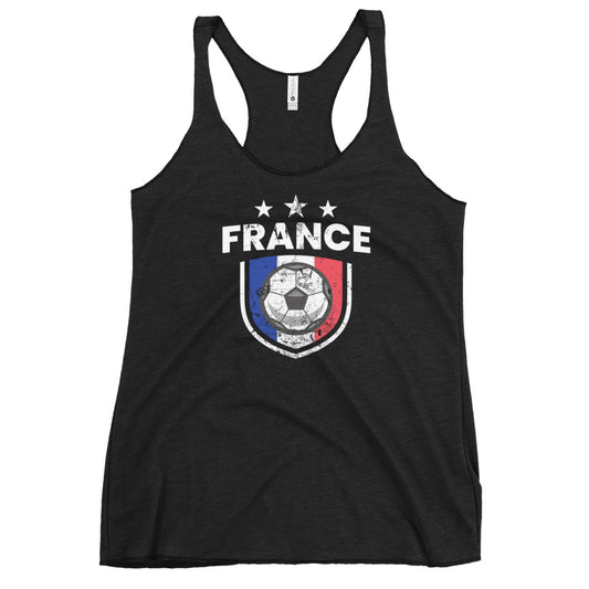 Retro France Soccer Team Football Fan Country French Flag Women's Racerback Tank Top