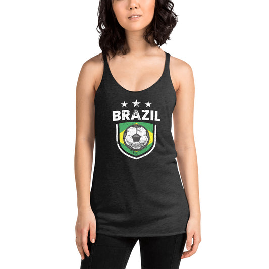 Retro Brazil Soccer Team Football Fan Country Brasil Brazilian  Women's Racerback Tank Top