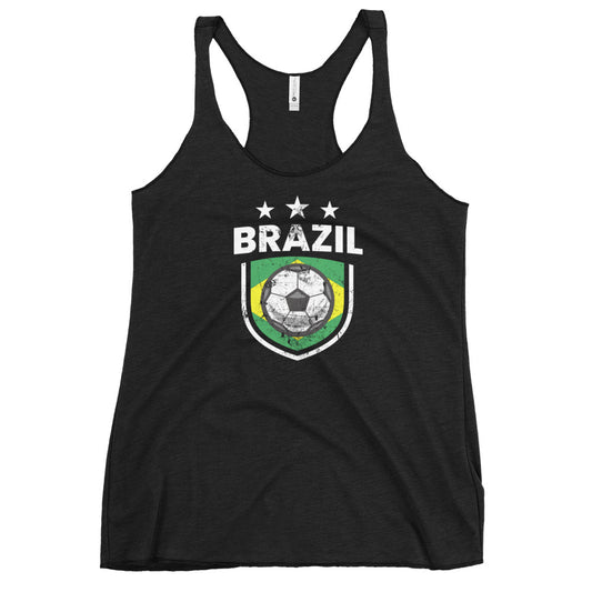 Retro Brazil Soccer Team Football Fan Country Brasil Brazilian  Women's Racerback Tank Top