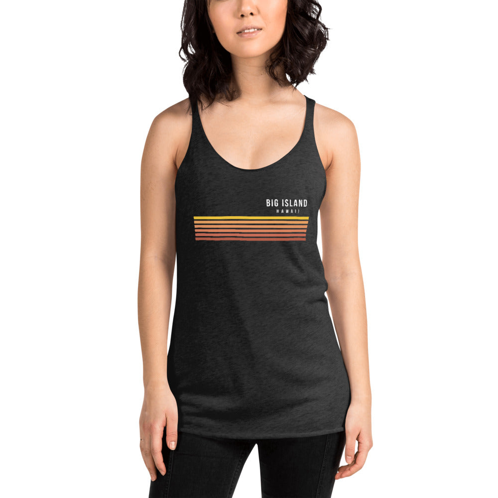 Retro Big Island Hawaii Vacation Stripes Women's Racerback Tank Top